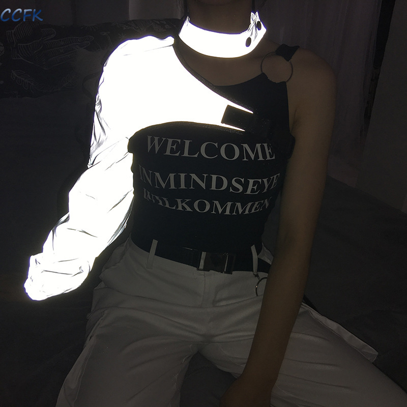 Women'S Emo Accessories - Y2k эстетичный светоотражающий женский топ Techwear,