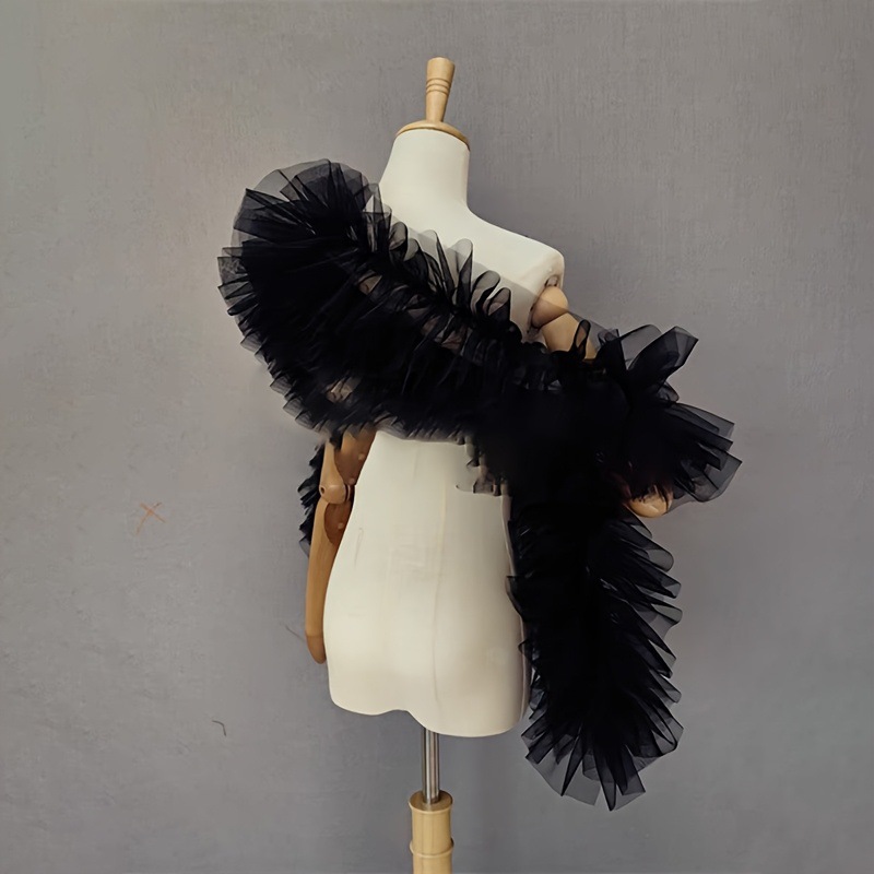 Women Accessories Photos - Черная пушистая шаль из сетки для