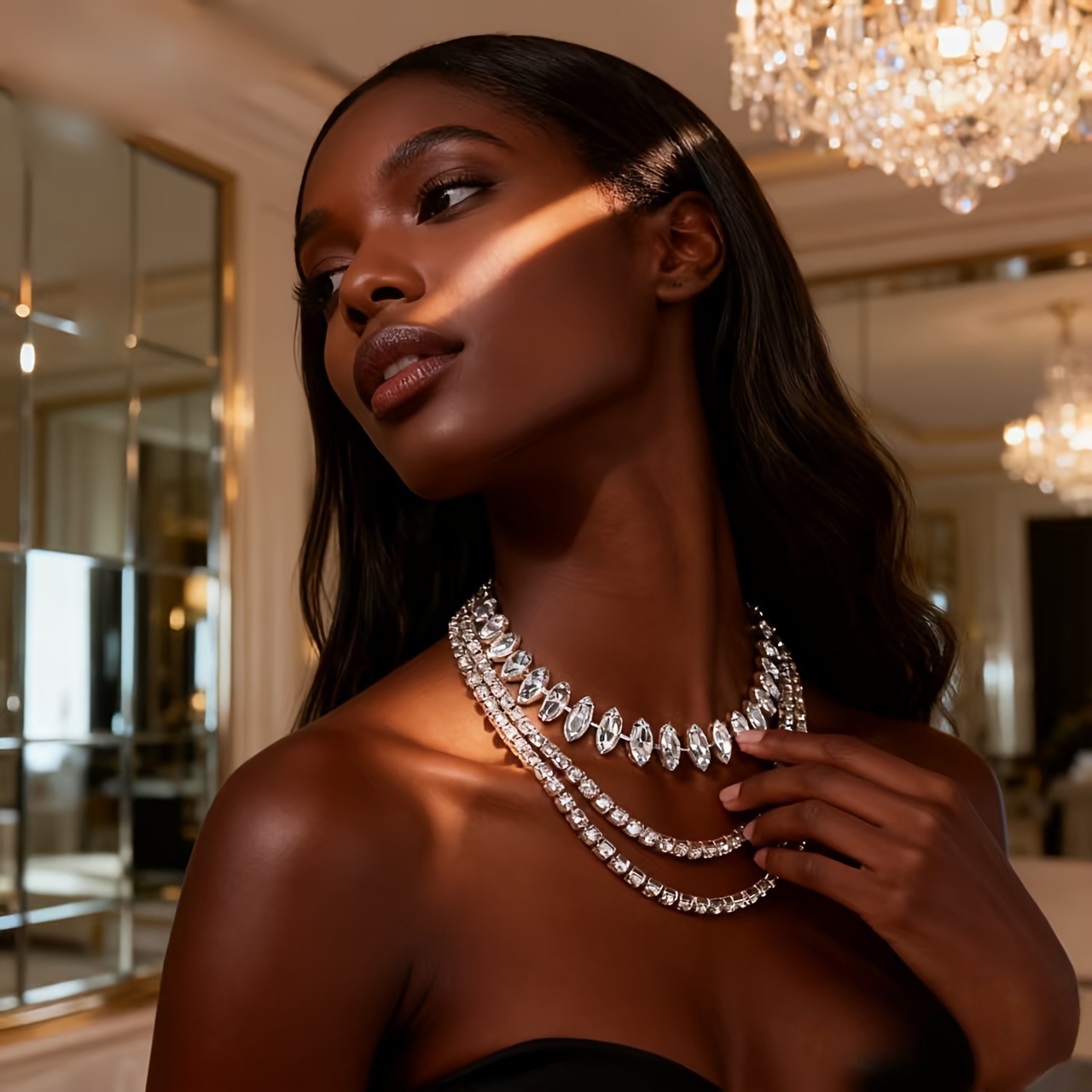 Women'S Accessories Trends 2026 - Новое сверкающее многослойное ожерелье с кристаллами,