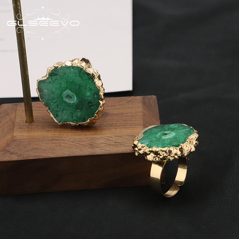 Women'S Accessories Gift Ideas - GLSEEVO зеленый натуральный камень регулируемые кольца