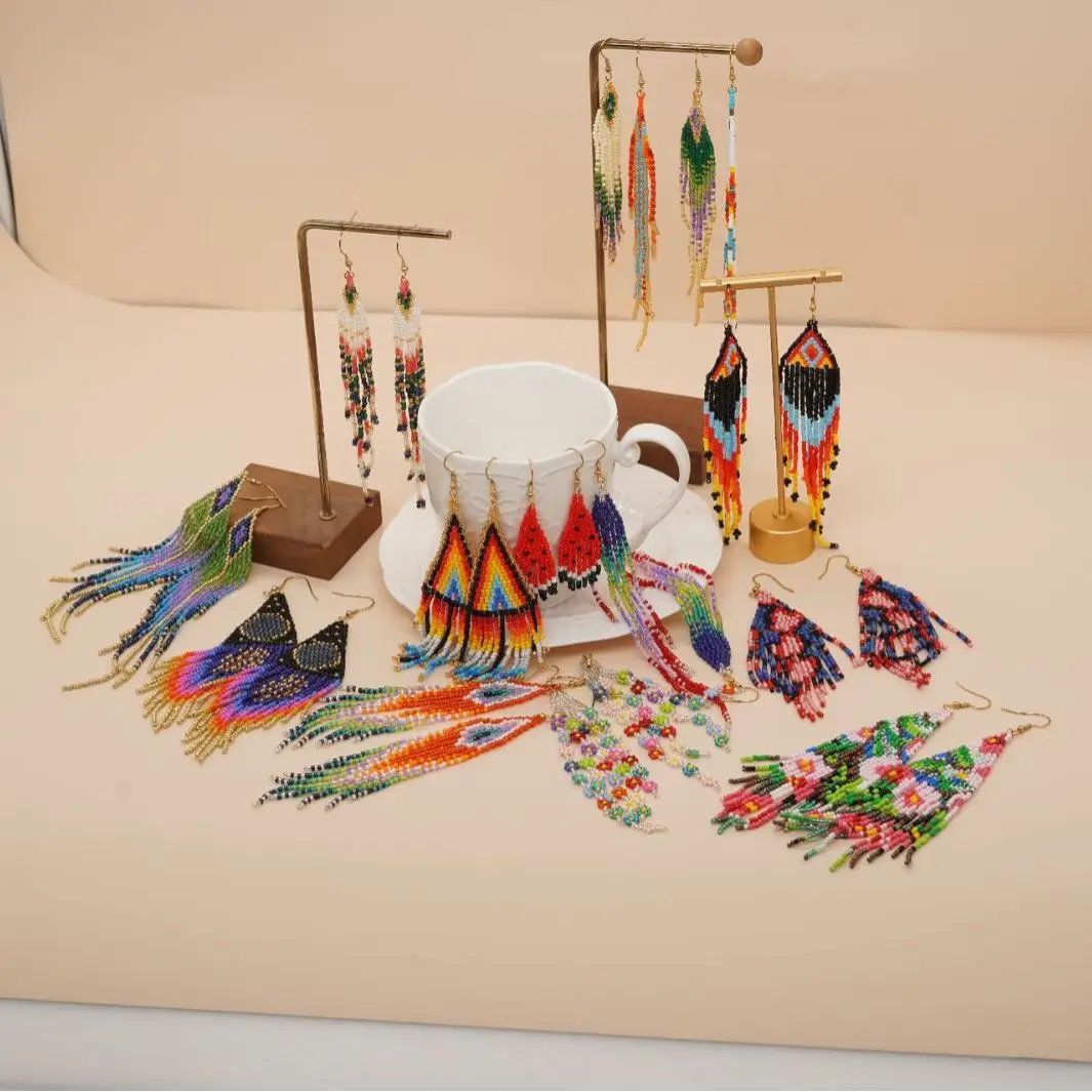 Tassel Earrings Boho - Серьги с бусинами и кисточками, оригинальный
