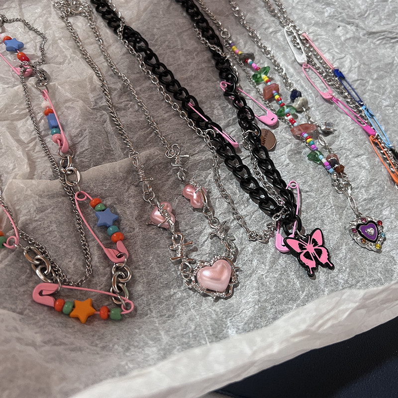 Women'S Emo Accessories - Винтажное ожерелье-чокер Y2k с бусинами розового